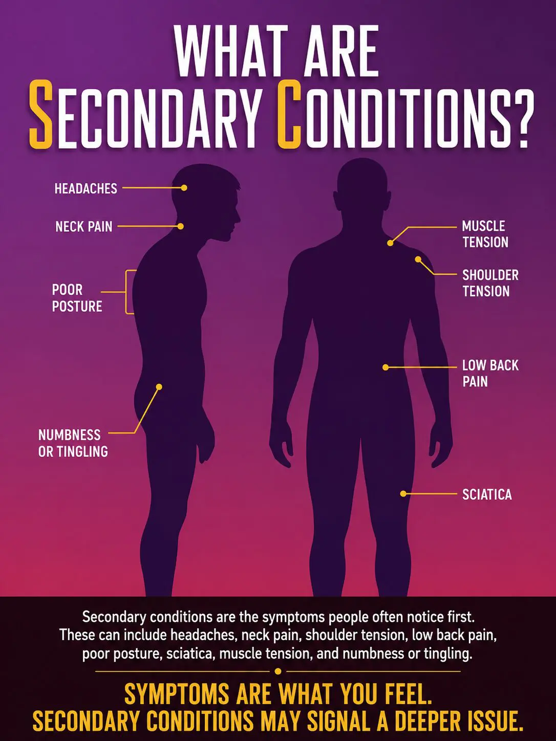 Diagram showing secondary conditions related to chiropractic care